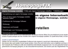 Menü in der Homepage Software