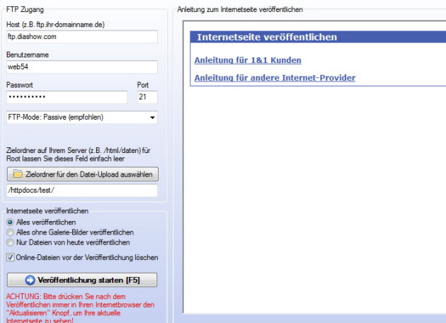 Homepage Programm FTP-Zugang Homepage Programm FTP-Zugang